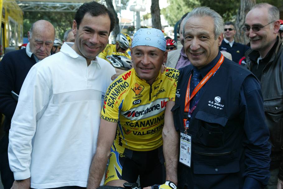 Con Marco Pantani e Adriano Amici. Bettini